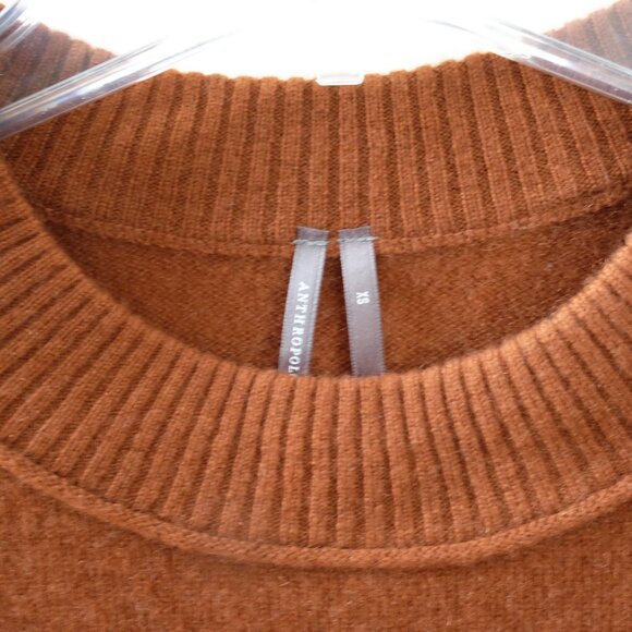 New ANTHROPOLOGIE Goldie Crew Neck Cashmere Sweater XS Copper Rust - Picture 4 of 7